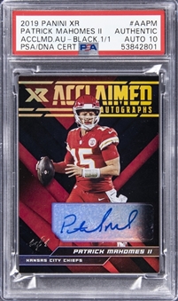 2019 Panini XR Black Acclaimed Autographs #AAPM Patrick Mahomes Signed Card (#1/1) - PSA Authentic, PSA/DNA 10